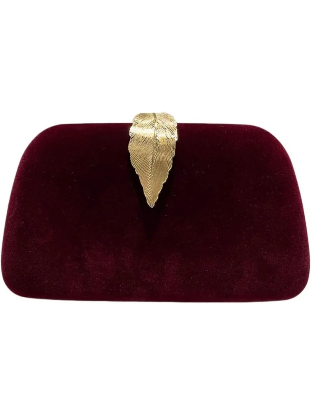 👜Women's Red Banquet Bag Dinner Elegant Clutch With Metallic Leaves Clasp